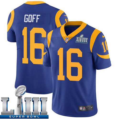 Men Los Angeles Rams #16 Goff blue Nike Vapor Untouchable Limited 2019 Super Bowl LIII NFL Jerseys